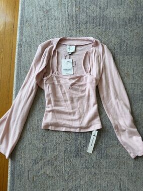 Reformation Blush Pink Square-Neck Camisole with Attached Shrug